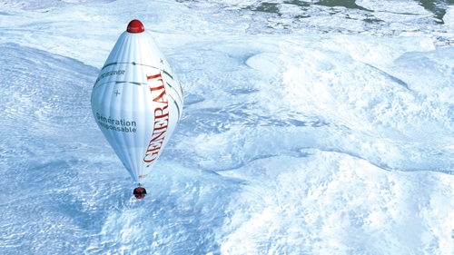 Ballon avec lequel Jean-Louis Etienne a traversé le pôle Nord. Crédits : Francis Latreille.