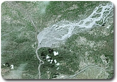 Confluent de l&#039;Indus et de la rivière Kaboul après les inondations, par Spot 5